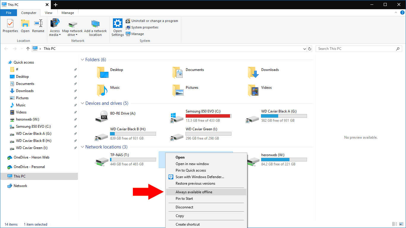 Screenshot of Sync Center in Windows 10