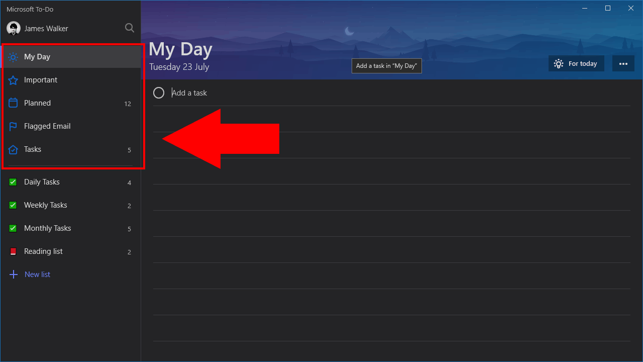 Smart lists in Microsoft To-Do