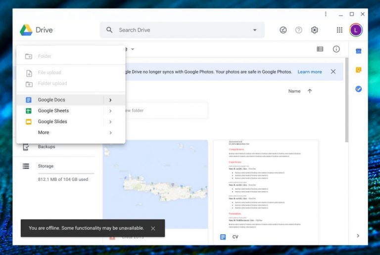 Google Drive offline