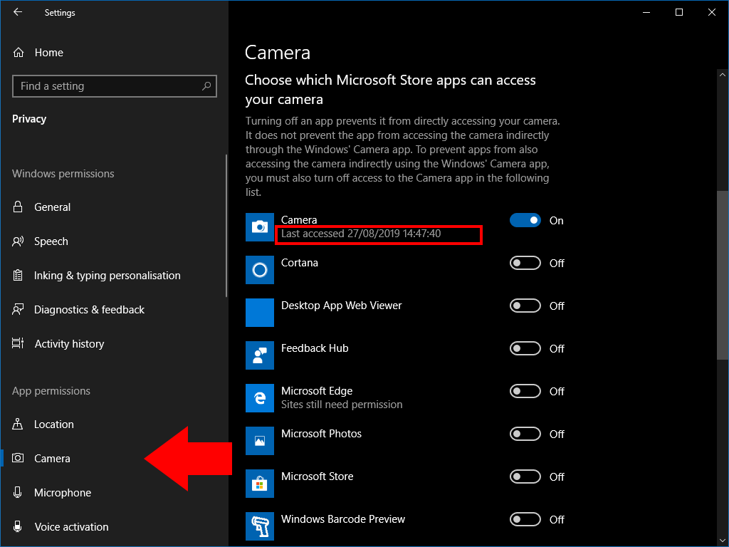 Viewing Apps Using Camera In Windows 10 How to see which apps are using your webcam in Windows 10
