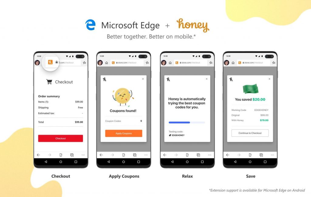 Edge beta users on Android can start saving money with Honey Gold extension today