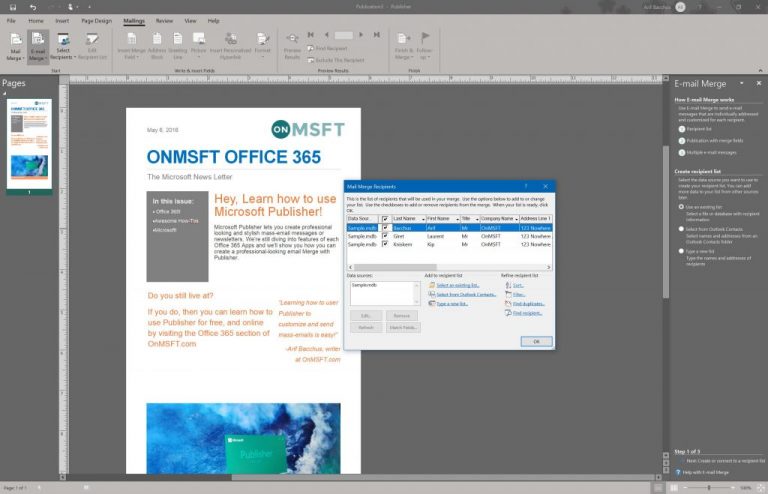 Want to send a mass email? Here’s how to create email merges in Publisher