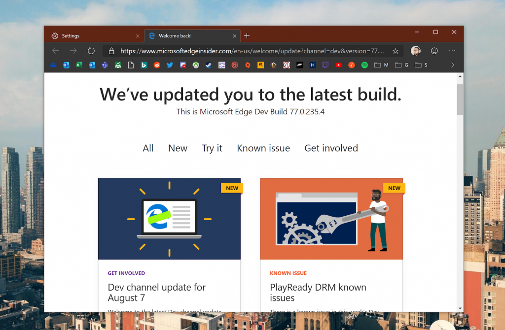 New Edge Insider Dev channel update brings more new features and fixes