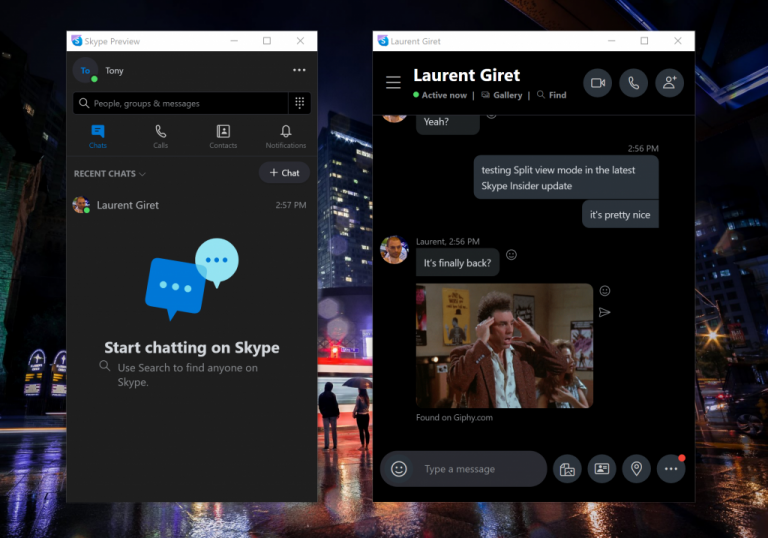 Skype Insider update brings back Split View mode on Windows, Mac, and Linux