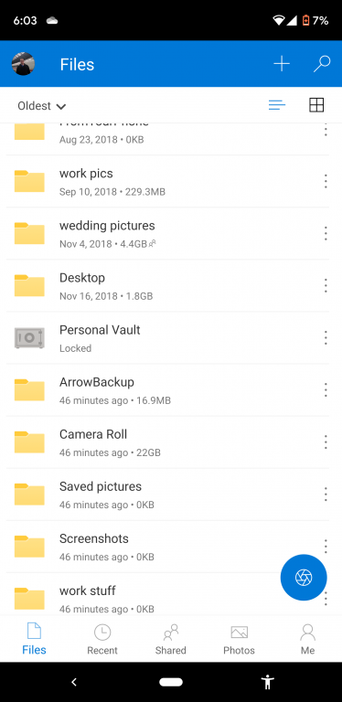 onedrive for business personal vault