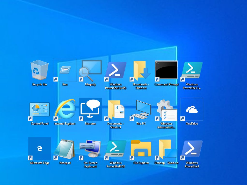 Desktop shortcuts in windows 10