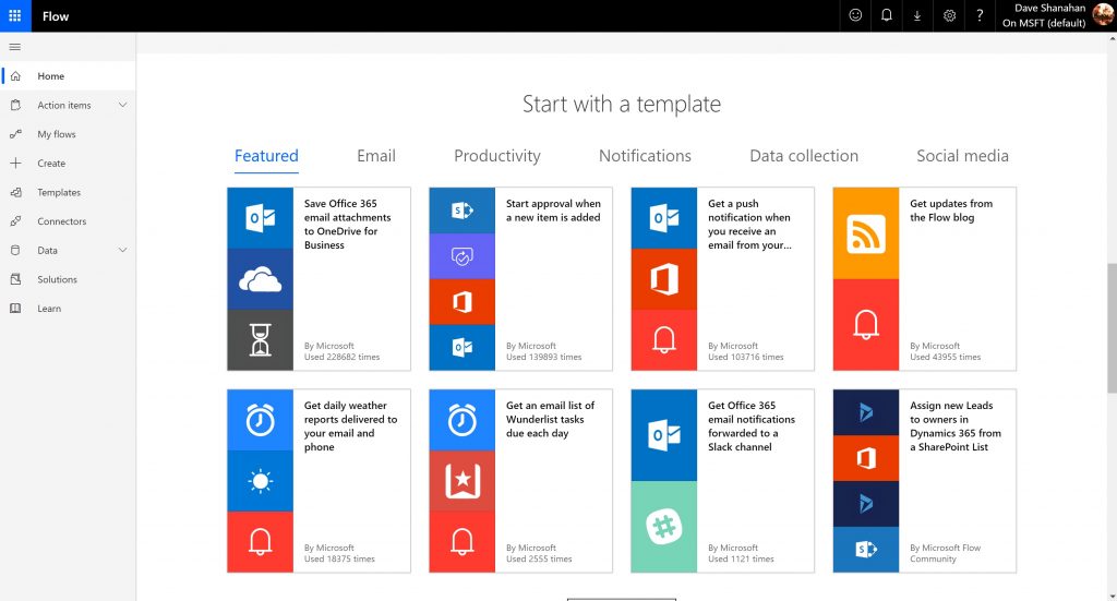 microsoft flow templates How to use Microsoft Flow instead of IFTTT