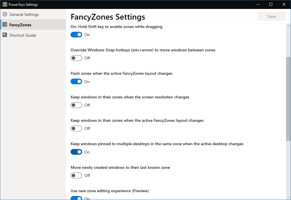 FancyZones settings