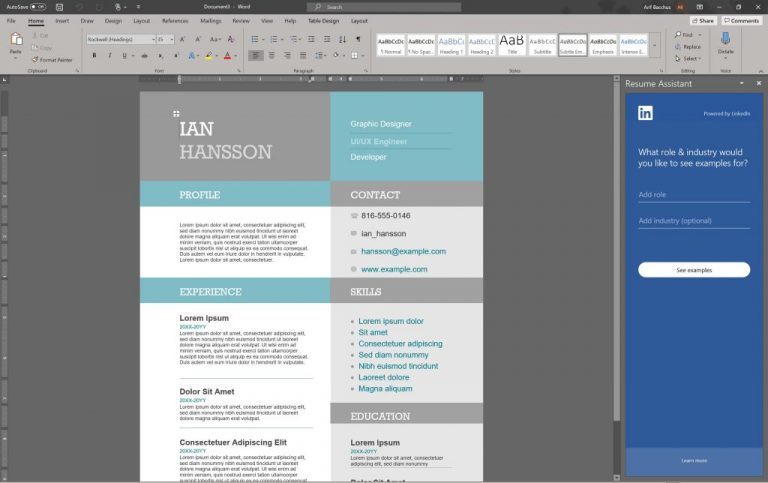 How to make a professional looking resume in Word in Office 365