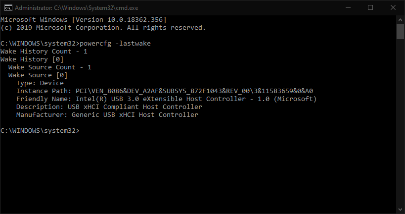 powercfg -lastwake