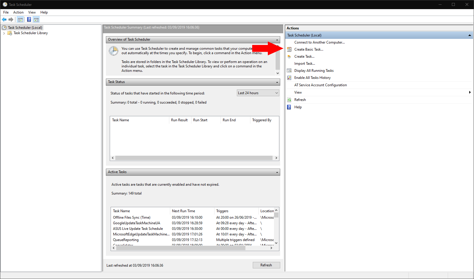 Scheduling a shutdown in Windows 10 Scheduling a shutdown in Windows 10