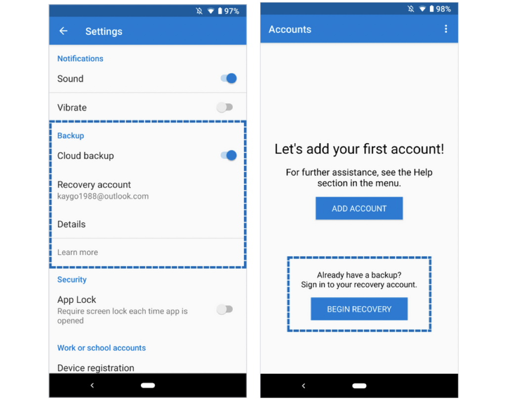 Microsoft Authenticator adds cloud backup and recovery for Android