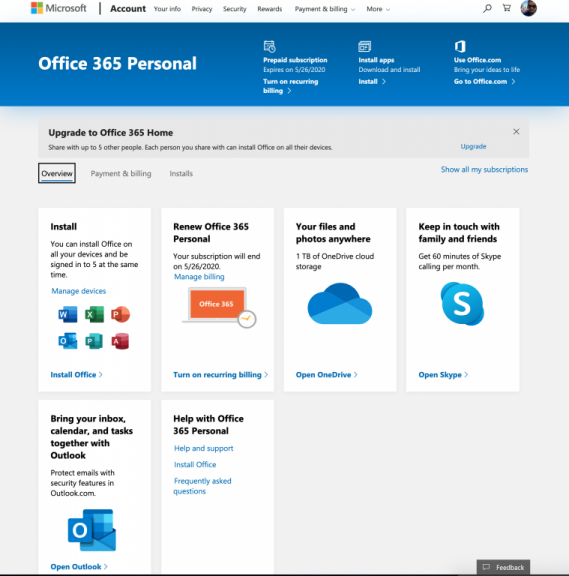 Microsoft Account Home