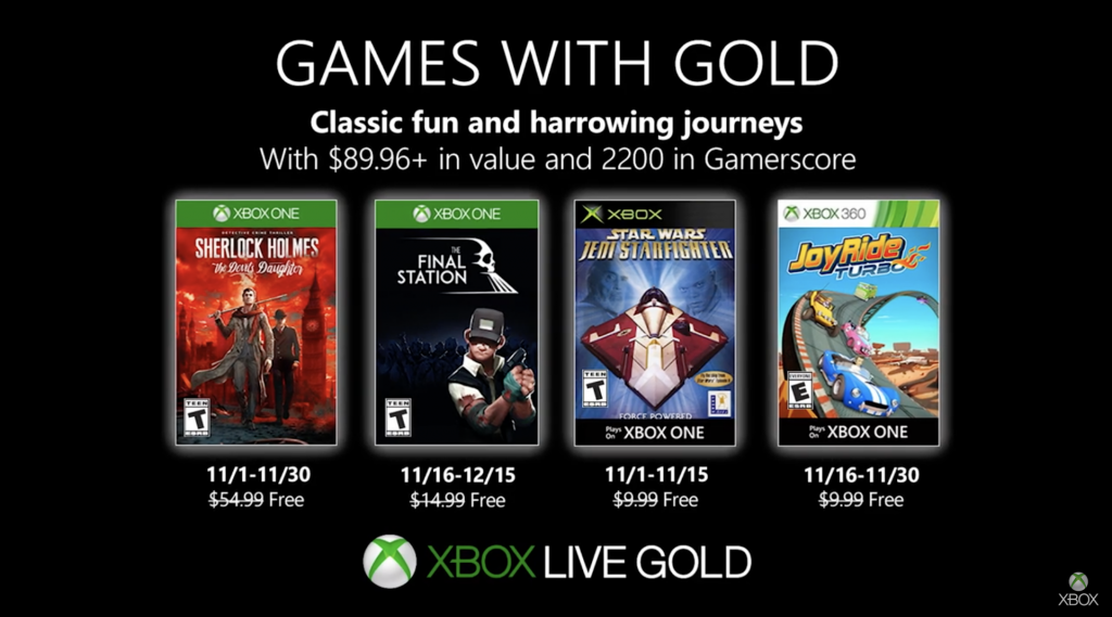 November's Games with Gold feature Sherlock Holmes: The Devil’s Daughter and Star Wars: Jedi Starfighter - OnMSFT.com - October 30, 2019