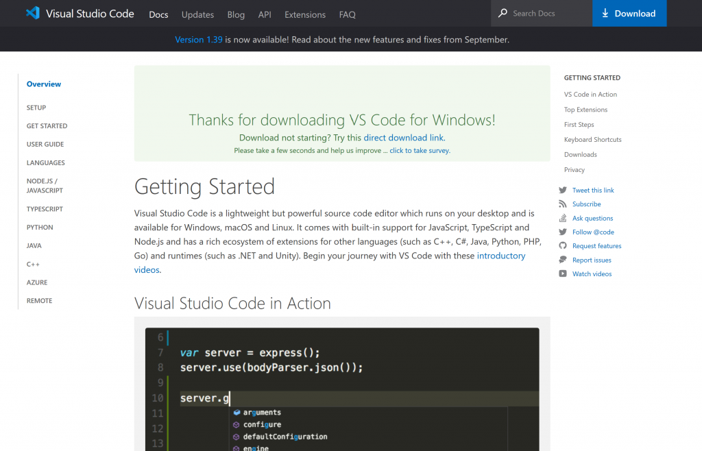 Visual Studio Code Download Page