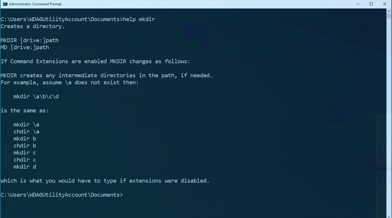 Screenshot of file management using Command Prompt
