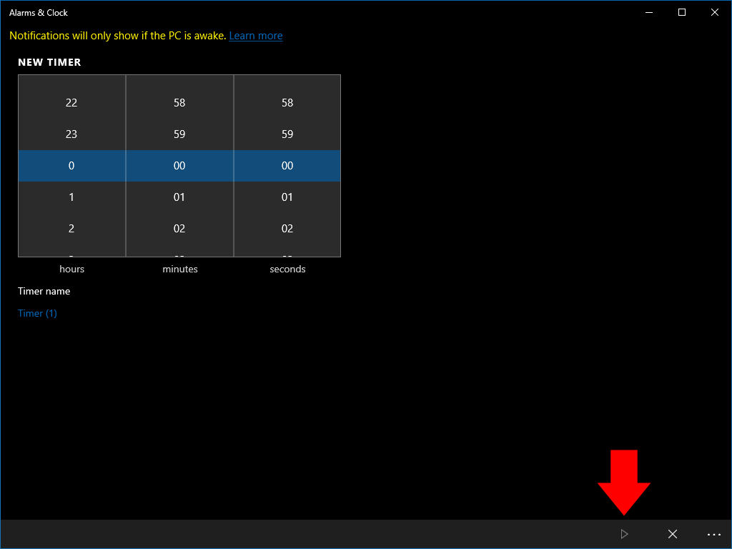 Timers in Windows 10
