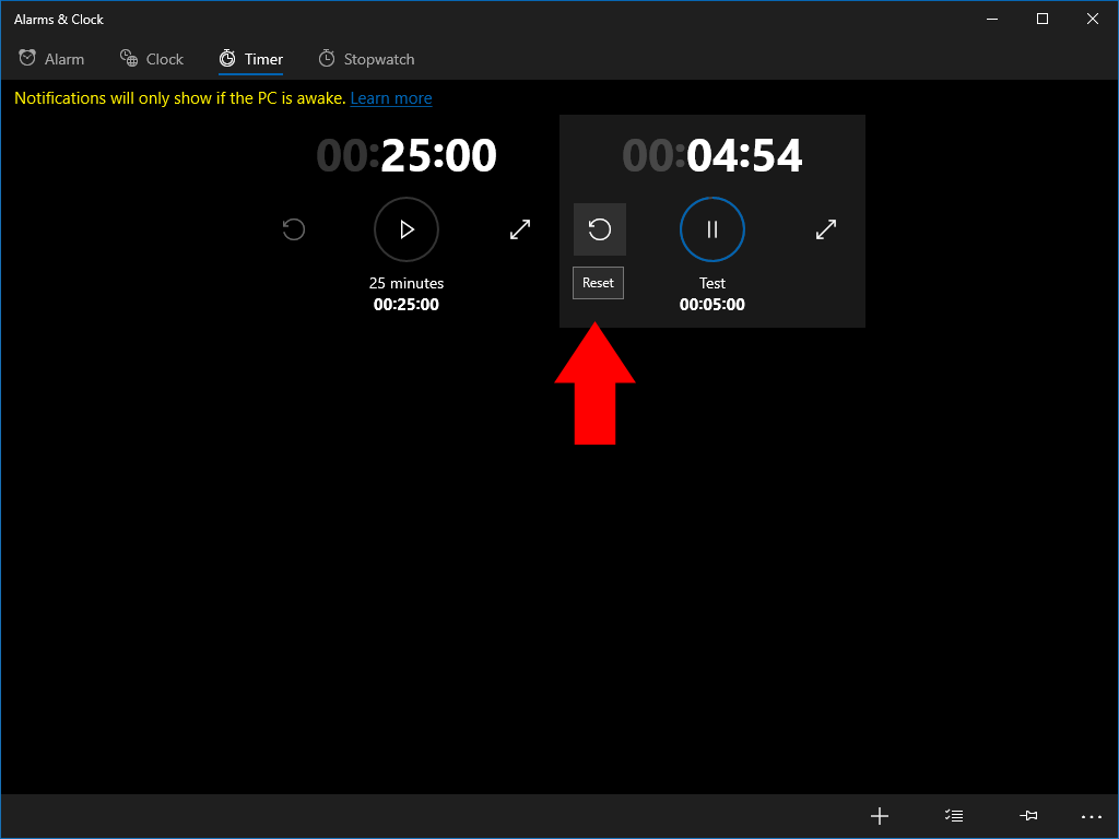 Timers in Windows 10