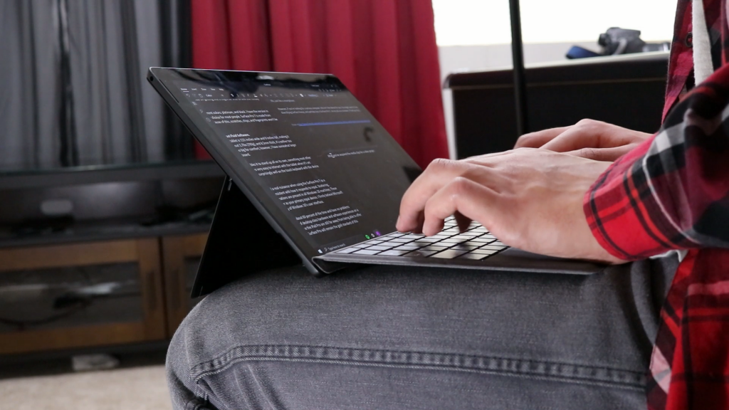 Typing on Surface Pro 7