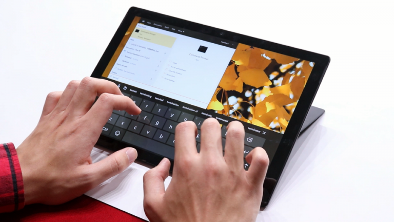 Typing on the Surface pro 7 touch keyboard