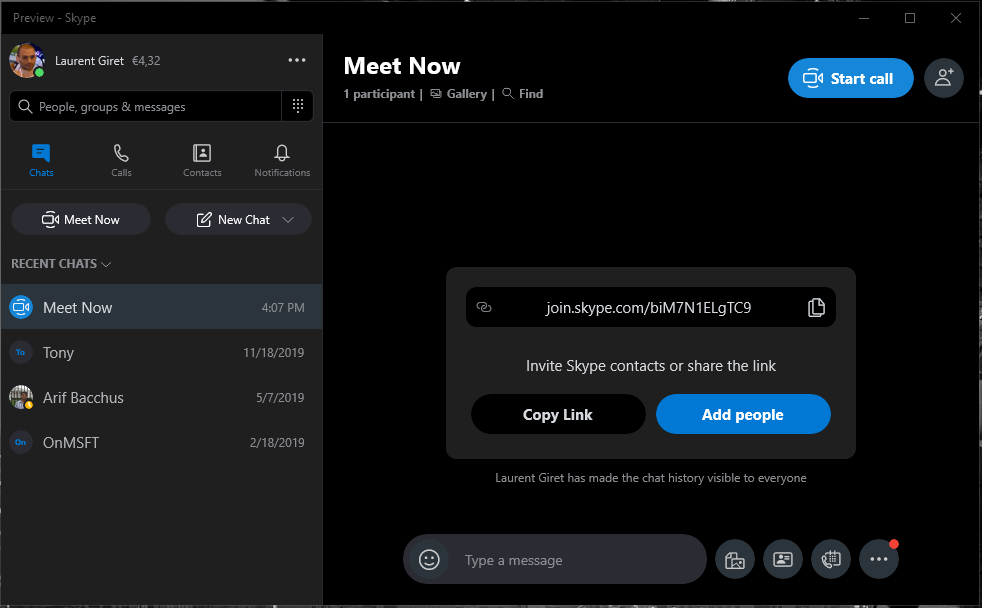 Latest Skype Insider build adds Meet Now to easily set up a group call - OnMSFT.com - December 6, 2019