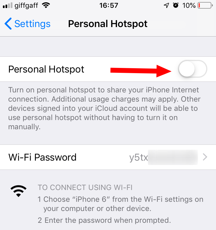 Включить точку доступа Wi-Fi в iOS