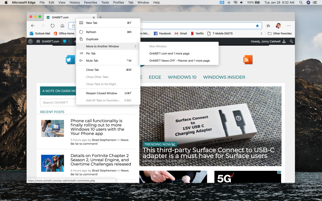 Microsoft is bringing Edge's "move tabs to new window" feature to Chrome - OnMSFT.com - January 28, 2020