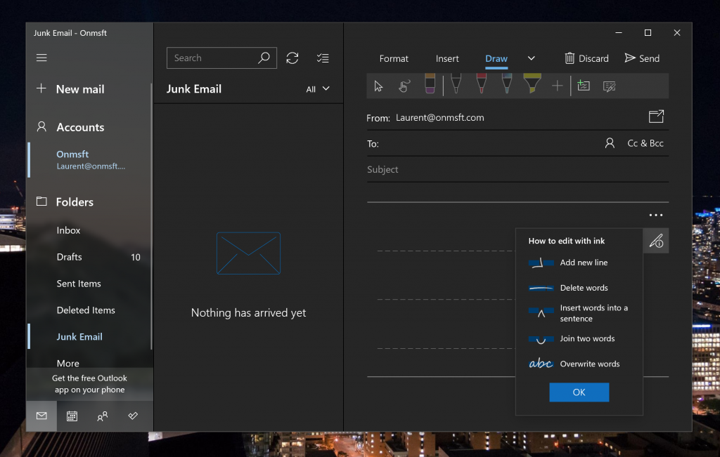 New Writing Canvas shows up in Windows 10 Mail app, while Focused Inbox stops working for Insiders - OnMSFT.com - January 7, 2020