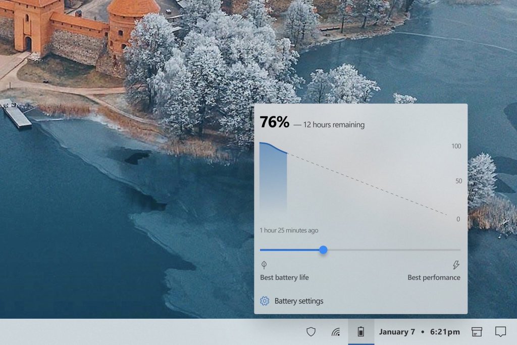This conceptual image gives the Windows 10 battery meter a complete