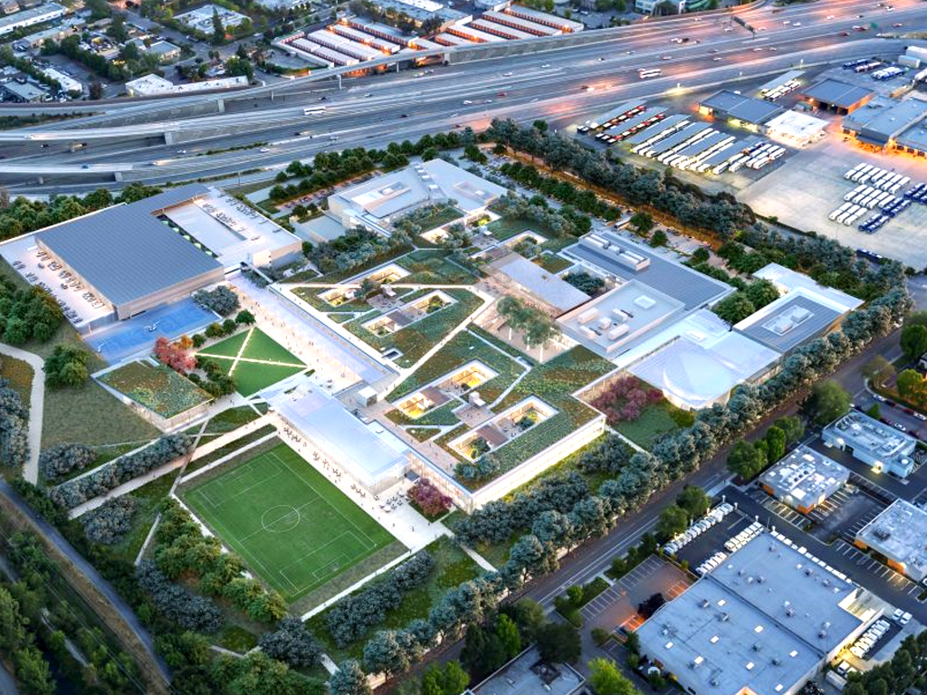 Aerial rendering of the new Mountain View campus © WRNS Studio