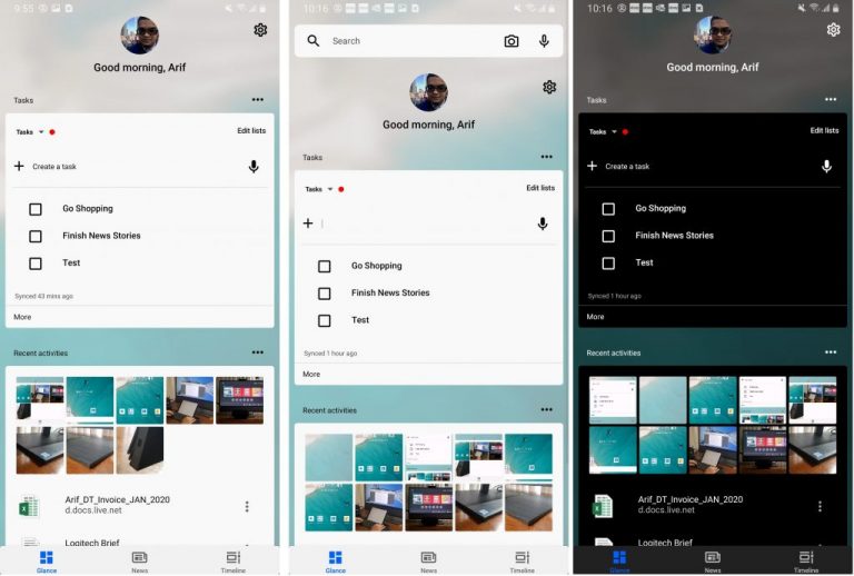 microsoft launcher glance screen