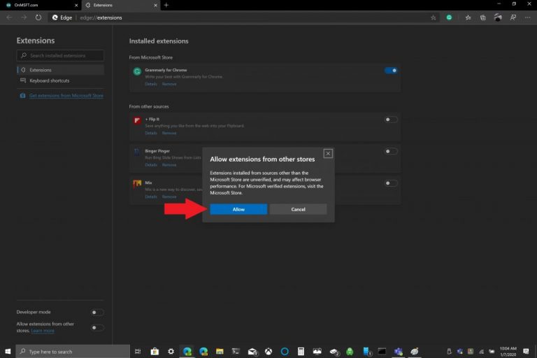 How to install Extensions from the Chrome Store on Edge Insider - OnMSFT.com - January 7, 2020