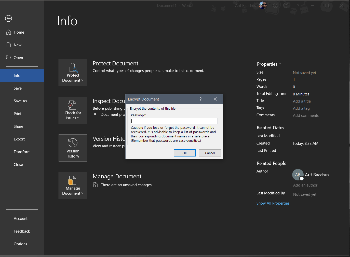 password protect word