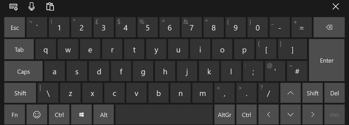Touch keyboard in windows 10