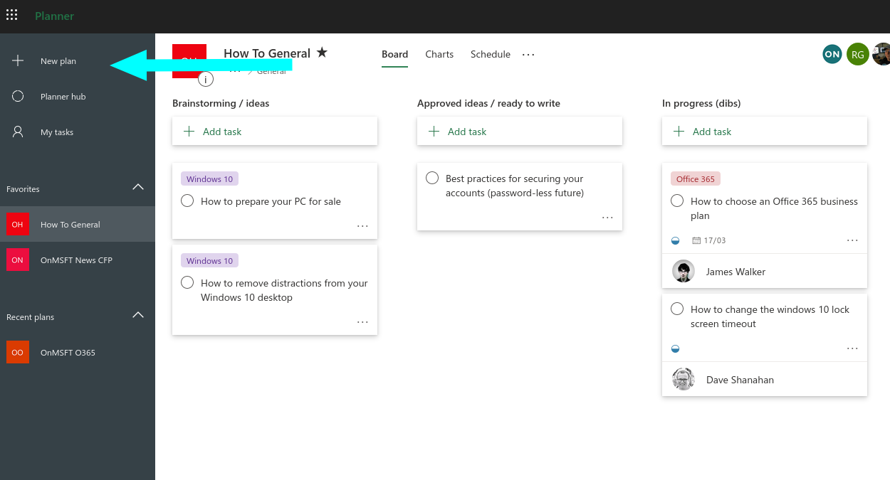 Creating a Microsoft Planner plan