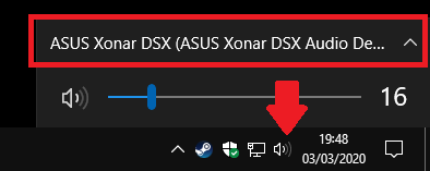 Screenshot of managing audio playback devices in Windows 10
