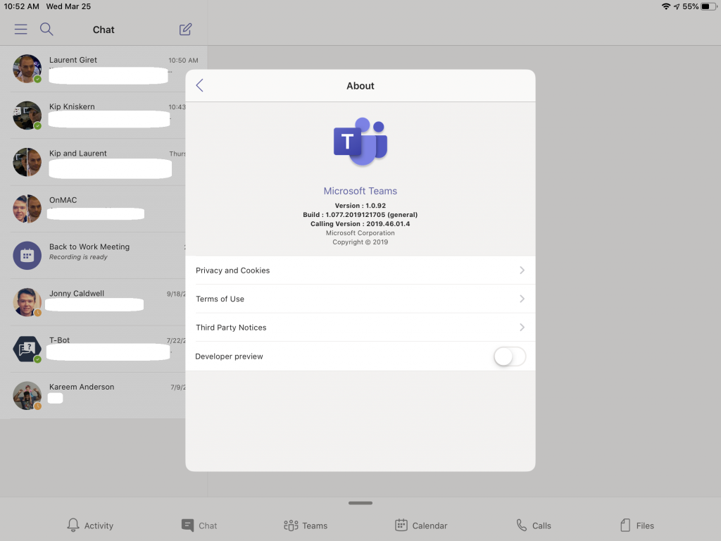 teams developer preview ios