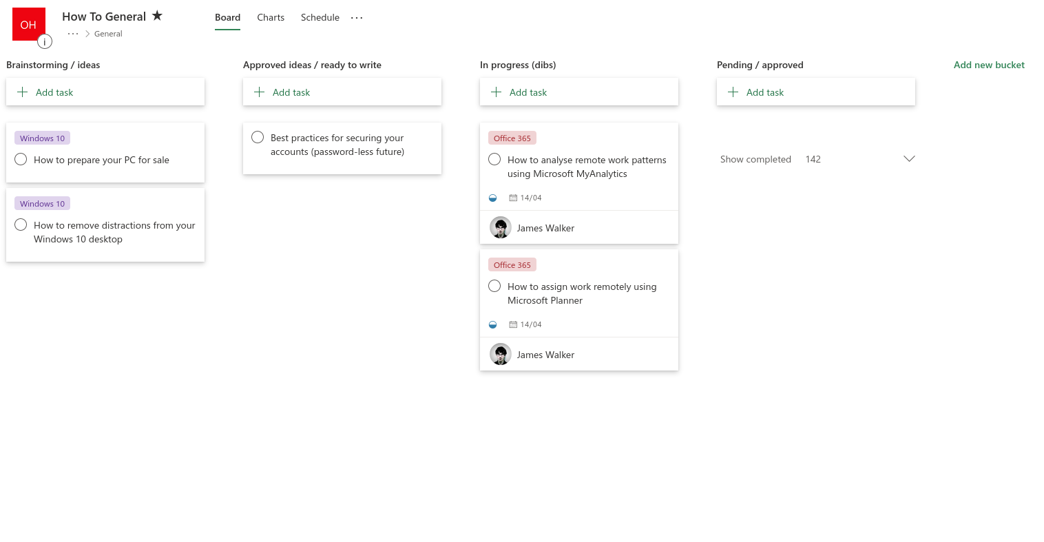 Screenshot of assignees in Microsoft Planner