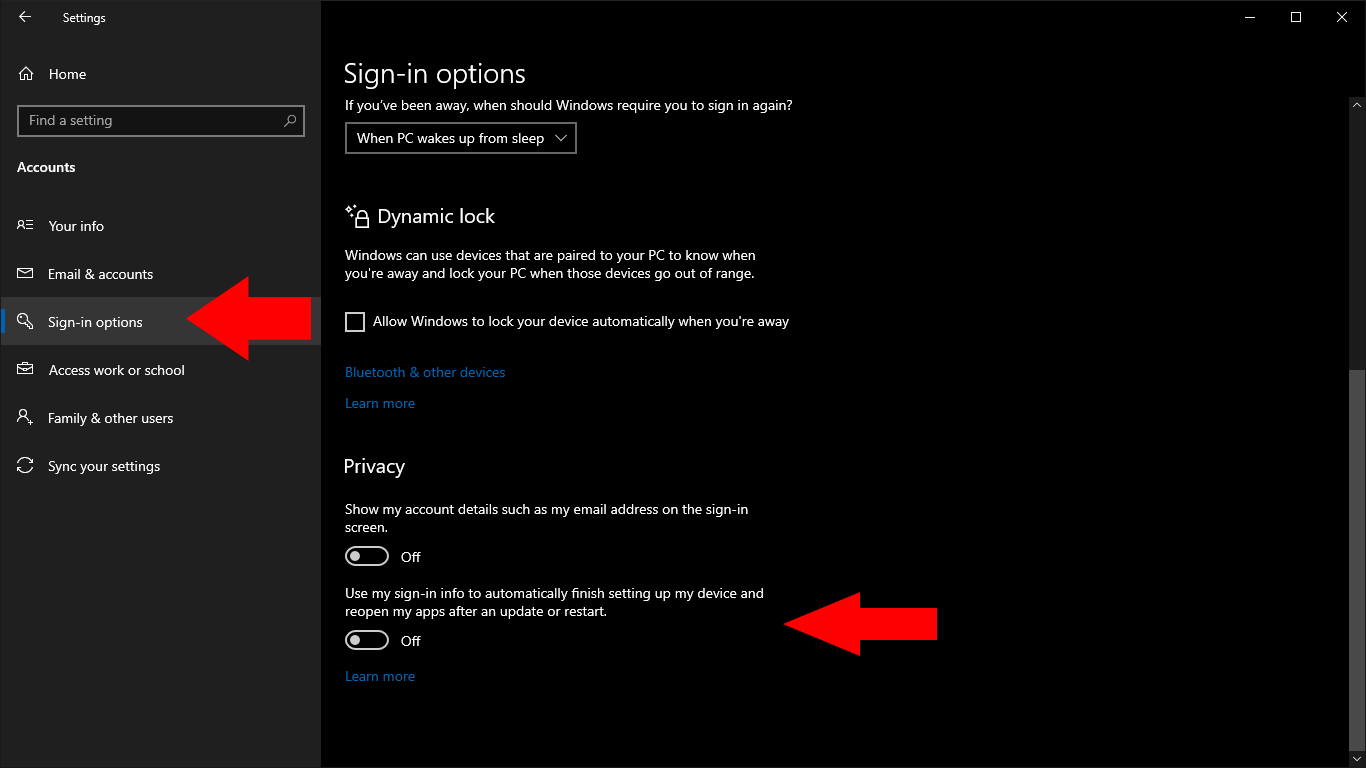 Stopping apps from restarting after shutdown in windows 10