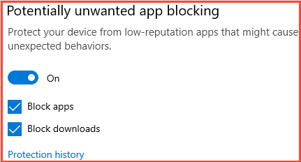 Windows 10 PUA Protection