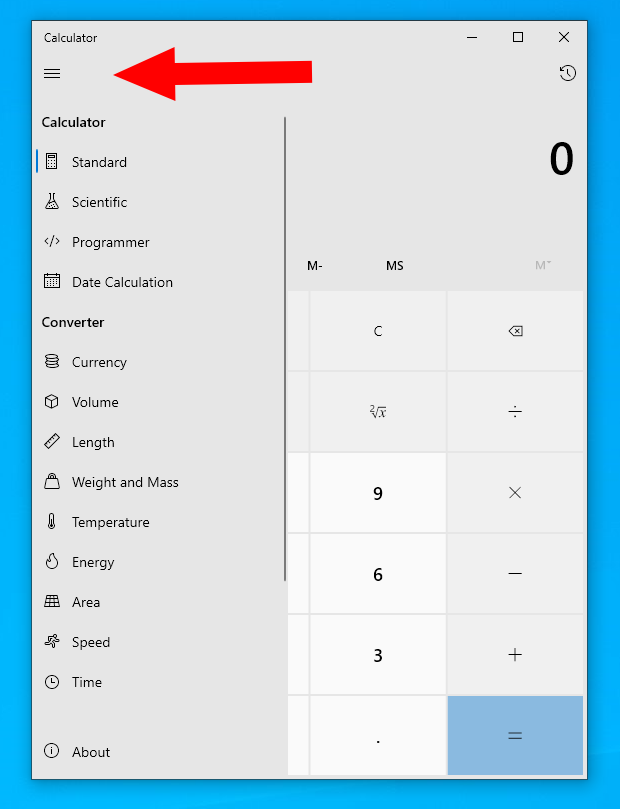 Unit conversions in Calculator on Windows 10