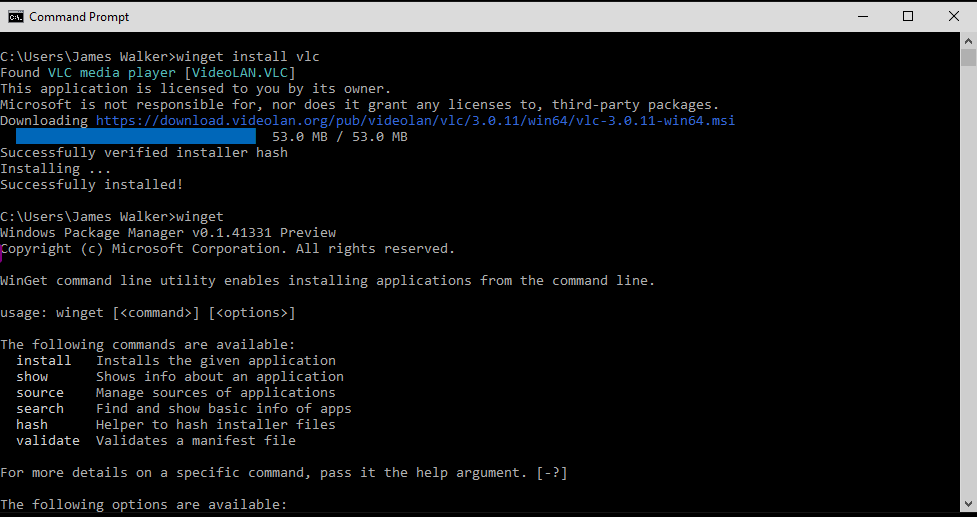 Using WinGet on Windows 10