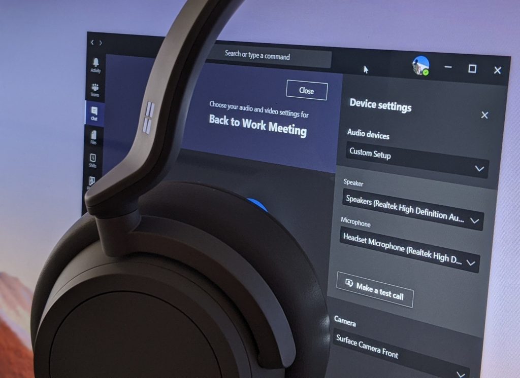 Microsoft Teams with Surface Headphones