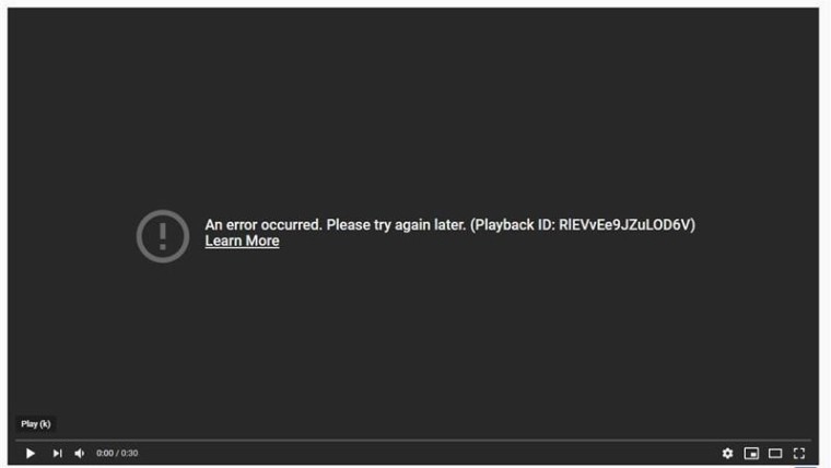 Microsoft Edge YouTube error