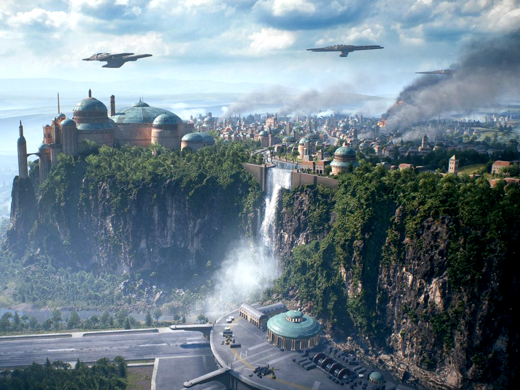 Theed, Naboo in Star Wars Battlefront II video game on Xbox One.