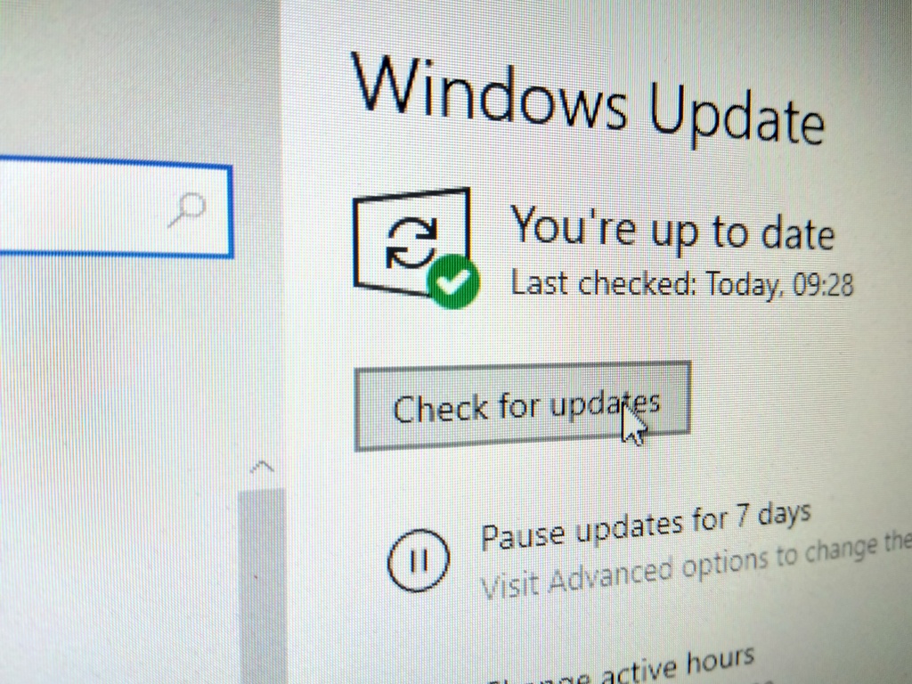 Photo of Windows Update settings in Windows 10