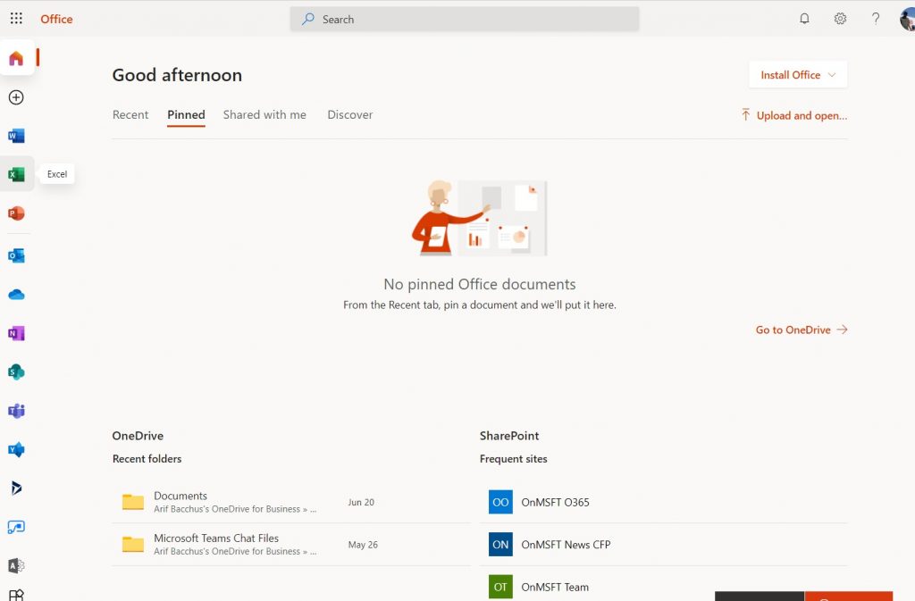 Microsoft 365 Office dashboard updated with a beautiful new design - OnMSFT.com - July 6, 2020