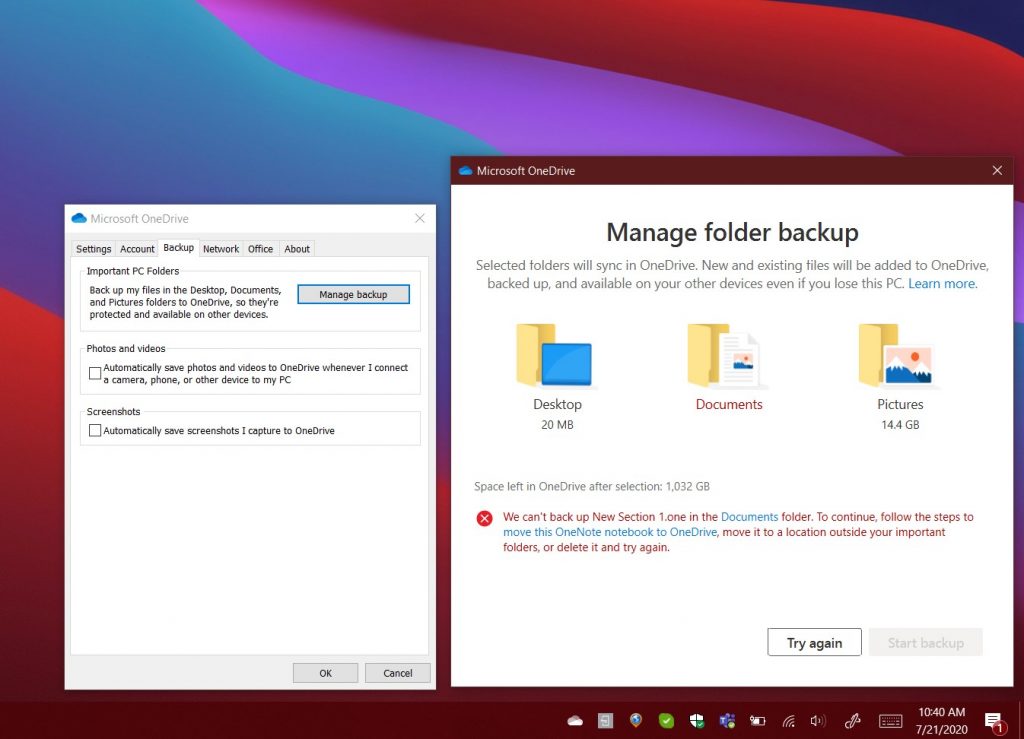 OneDrive Folder Backup