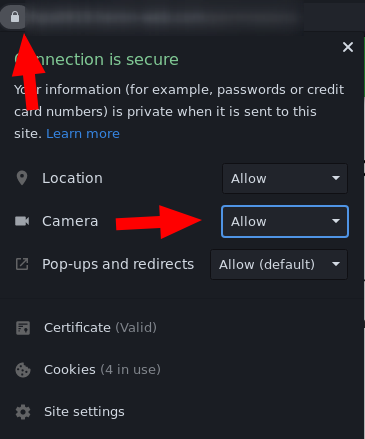 Allowing site camera access in Google Chrome