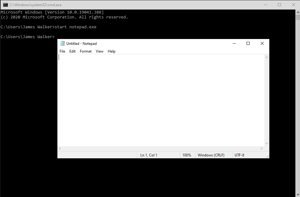 Starting a program in Command Prompt